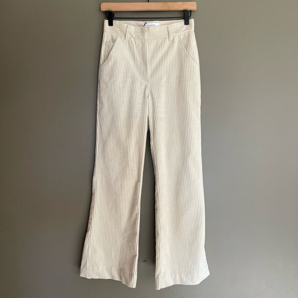 LA LIGNE Reece Trouser Ivory Size 2 Cream Corduroy Pant High Rise Wide Leg Chic - Picture 5 of 16